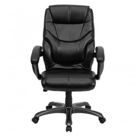 High Back Black Leather Overstuffed Executive Office Chair [GO-724H-BK-LEA-GG]
