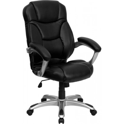High Back Black Leather Contemporary Office Chair [GO-725-BK-LEA-GG]