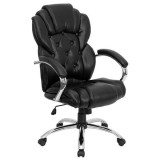 High Back Transitional Style Black Leather Executive Office Chair [GO-908A-BK-GG]