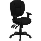 Mid-Back Black Fabric Multi-Functional Ergonomic Task Chair with Arms [GO-930F-BK-ARMS-GG]