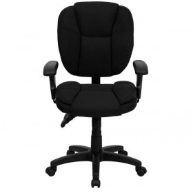 Mid-Back Black Fabric Multi-Functional Ergonomic Task Chair with Arms [GO-930F-BK-ARMS-GG]