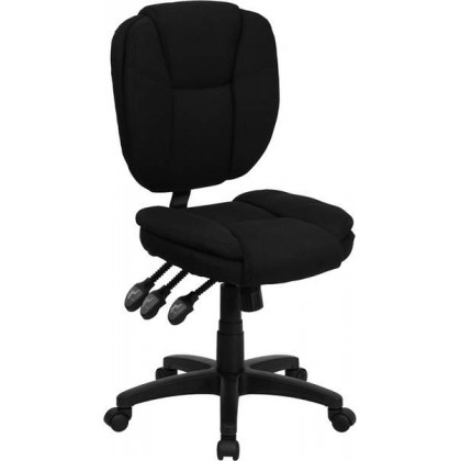 Mid-Back Black Fabric Multi-Functional Ergonomic Task Chair [GO-930F-BK-GG]