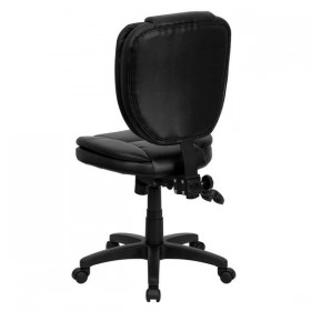 Mid-Back Black Leather Multi-Functional Ergonomic Task Chair [GO-930F-BK-LEA-GG]
