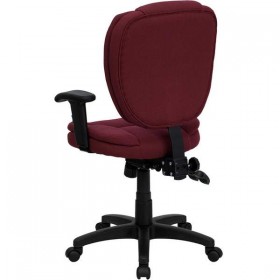 Mid-Back Burgundy Fabric Multi-Functional Ergonomic Task Chair with Arms [GO-930F-BY-ARMS-GG]