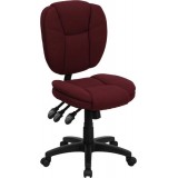 Mid-Back Burgundy Fabric Multi-Functional Ergonomic Task Chair [GO-930F-BY-GG]