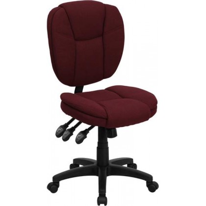 Mid-Back Burgundy Fabric Multi-Functional Ergonomic Task Chair [GO-930F-BY-GG]