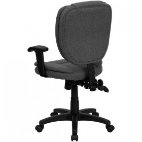 Mid-Back Gray Fabric Multi-Functional Ergonomic Task Chair with Arms [GO-930F-GY-ARMS-GG]