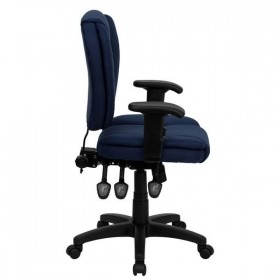 Mid-Back Navy Blue Fabric Multi-Functional Ergonomic Task Chair with Arms [GO-930F-NVY-ARMS-GG]