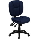 Mid-Back Navy Blue Fabric Multi-Functional Ergonomic Task Chair [GO-930F-NVY-GG]