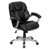 Mid-Back Black Leather Office Task Chair [GO-931H-MID-BK-GG]
