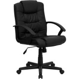 Mid-Back Black Leather Office Chair [GO-937M-BK-LEA-GG]
