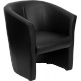 Black Leather Barrel-Shaped Guest Chair [GO-S-01-BK-QTR-GG]