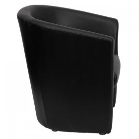 Black Leather Barrel-Shaped Guest Chair [GO-S-01-BK-QTR-GG]