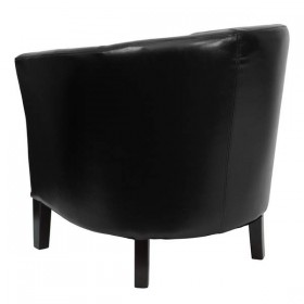Black Leather Barrel Shaped Guest Chair [GO-S-11-BK-BARREL-GG]