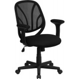 Y-GO Chair&trade; Mid-Back Black Mesh Computer Task Chair with Arms [GO-WY-05-A-GG]
