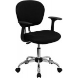 Mid-Back Black Mesh Task Chair with Arms and Chrome Base [H-2376-F-BK-ARMS-GG]