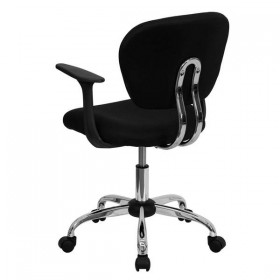 Mid-Back Black Mesh Task Chair with Arms and Chrome Base [H-2376-F-BK-ARMS-GG]