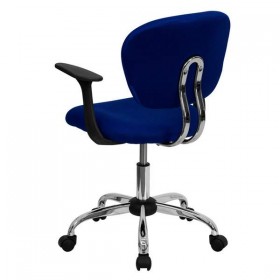Mid-Back Blue Mesh Task Chair with Arms and Chrome Base [H-2376-F-BLUE-ARMS-GG]