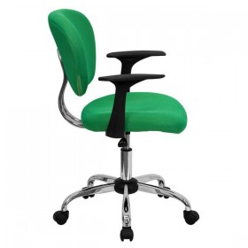Mid-Back Bright Green Mesh Task Chair with Arms and Chrome Base [H-2376-F-BRGRN-ARMS-GG]