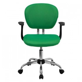 Mid-Back Bright Green Mesh Task Chair with Arms and Chrome Base [H-2376-F-BRGRN-ARMS-GG]