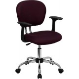 Mid-Back Burgundy Mesh Task Chair with Arms and Chrome Base [H-2376-F-BY-ARMS-GG]