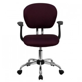 Mid-Back Burgundy Mesh Task Chair with Arms and Chrome Base [H-2376-F-BY-ARMS-GG]