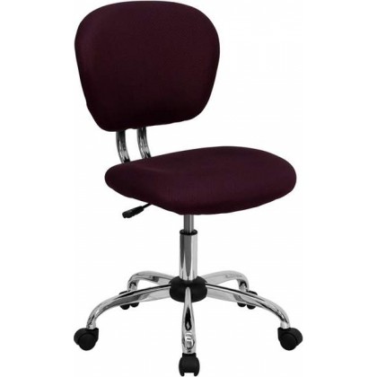 Mid-Back Burgundy Mesh Task Chair with Chrome Base [H-2376-F-BY-GG]