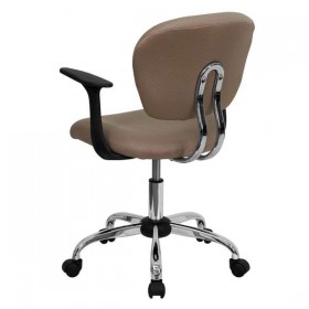 Mid-Back Coffee Brown Mesh Task Chair with Arms and Chrome Base [H-2376-F-COF-ARMS-GG]