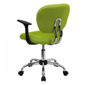 Mid-Back Apple Green Mesh Task Chair with Arms and Chrome Base [H-2376-F-GN-ARMS-GG]