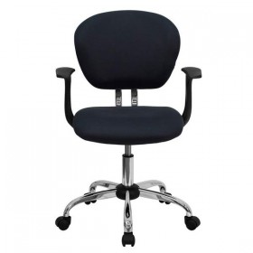 Mid-Back Gray Mesh Task Chair with Arms and Chrome Base [H-2376-F-GY-ARMS-GG]