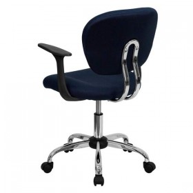 Mid-Back Navy Mesh Task Chair with Arms and Chrome Base [H-2376-F-NAVY-ARMS-GG]