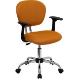 Mid-Back Orange Mesh Task Chair with Arms and Chrome Base [H-2376-F-ORG-ARMS-GG]