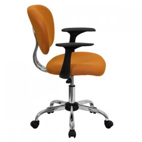 Mid-Back Orange Mesh Task Chair with Arms and Chrome Base [H-2376-F-ORG-ARMS-GG]