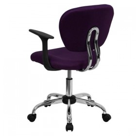 Mid-Back Purple Mesh Task Chair with Arms and Chrome Base [H-2376-F-PUR-ARMS-GG]
