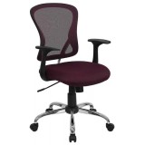 Mid-Back Burgundy Mesh Office Chair with Chrome Finished Base [H-8369F-ALL-BY-GG]