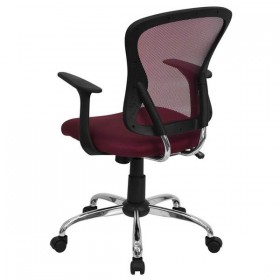 Mid-Back Burgundy Mesh Office Chair with Chrome Finished Base [H-8369F-ALL-BY-GG]