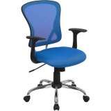 Mid-Back Blue Mesh Office Chair with Chrome Finished Base [H-8369F-BL-GG]