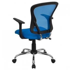 Mid-Back Blue Mesh Office Chair with Chrome Finished Base [H-8369F-BL-GG]