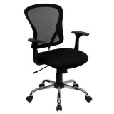 Mid-Back Black Mesh Office Chair with Chrome Finished Base [H-8369F-BLK-GG]