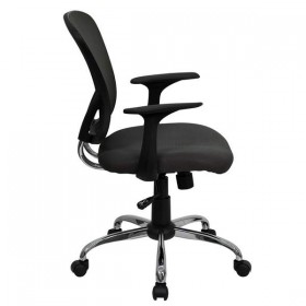 Mid-Back Dark Gray Mesh Office Chair with Chrome Finished Base [H-8369F-DK-GY-GG]