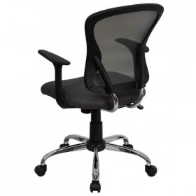 Mid-Back Dark Gray Mesh Office Chair with Chrome Finished Base [H-8369F-DK-GY-GG]