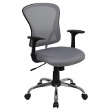 Mid-Back Gray Mesh Office Chair with Chrome Finished Base [H-8369F-GY-GG]