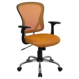 Mid-Back Orange Mesh Office Chair with Chrome Finished Base [H-8369F-ORG-GG]