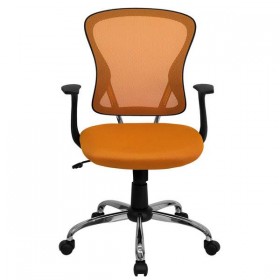 Mid-Back Orange Mesh Office Chair with Chrome Finished Base [H-8369F-ORG-GG]