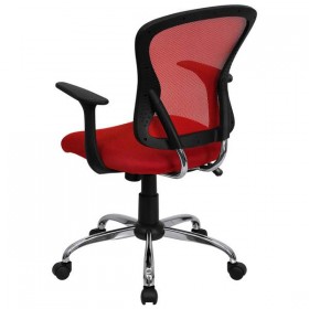 Mid-Back Red Mesh Office Chair with Chrome Finished Base [H-8369F-RED-GG]