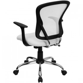 Mid-Back White Mesh Office Chair with Chrome Finished Base [H-8369F-WHT-GG]