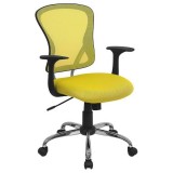 Mid-Back Yellow Mesh Office Chair with Chrome Finished Base [H-8369F-YEL-GG]