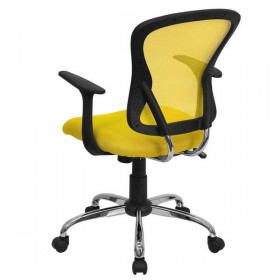 Mid-Back Yellow Mesh Office Chair with Chrome Finished Base [H-8369F-YEL-GG]