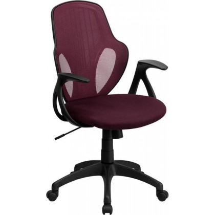 Mid-Back Executive Burgundy Mesh Chair with Nylon Base [H-8880F-ALL-BY-GG]