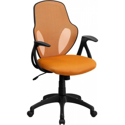Mid-Back Executive Orange Mesh Chair with Nylon Base [H-8880F-ORG-GG]